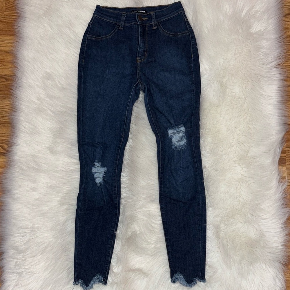 Women's Distressed Blue Jeans